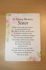 Sister Waterproof Memorial Grave Card Graveside Remembrance Poem Grave Keepsake