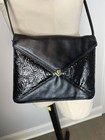 Vintage Etienne Aigner Purse Black Snake Leather Handmade Envelope Clutch