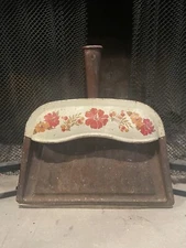 Vintage Brown JV REED Metal Tin Litho Dustpan M TABOR DUTCH FOLK ART DESIGN AF