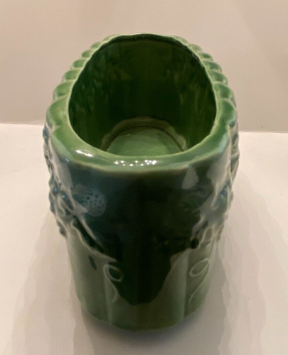 Vintage Rectangular Green Ceramic Planter Grape Vine Made In Japan - Picture 5 of 13