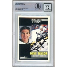 Dave Taylor Signed 1991 92 Pinnacle 249 LA Kings Beckett BGS Auto 10 Slab NHL