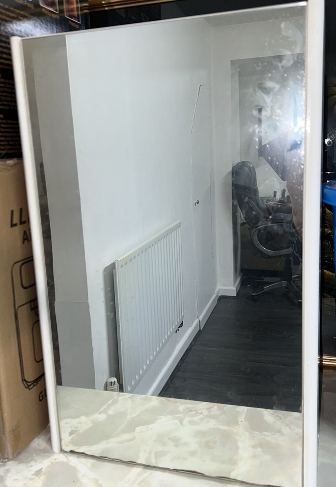 Modern Bathroom Mirror With Door Cupboard Storage Shelf Wall