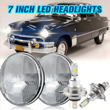 Pair For Ford Deluxe 1939-1951 7 Inch Round Led Headlights Lamp Housing New