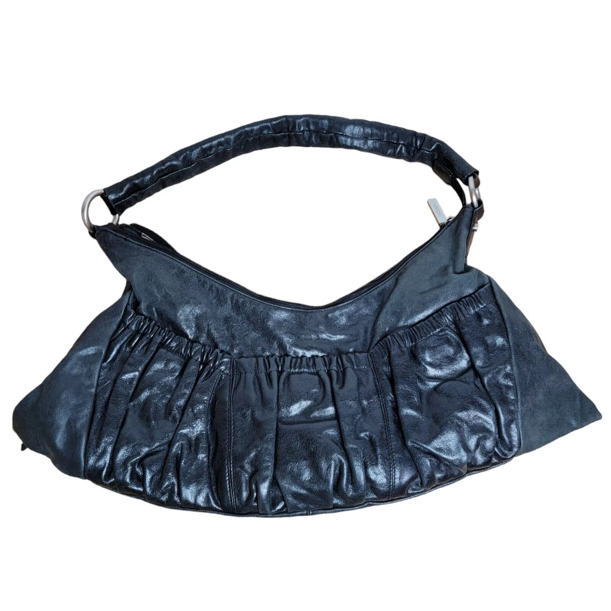 Hobo Shoulder Bag - Black Crinkle