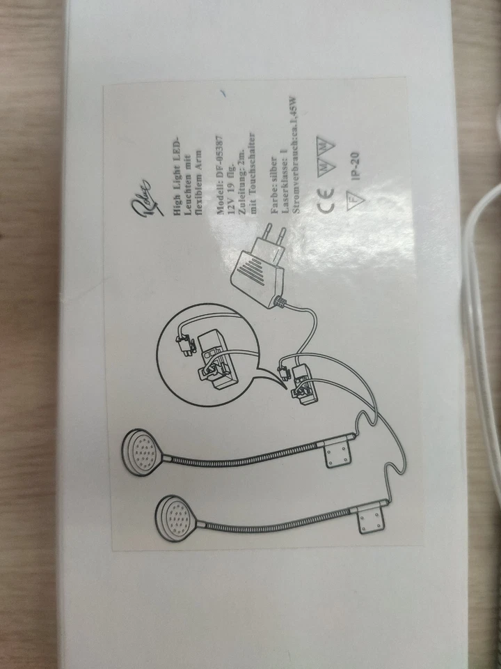 LED-Leuchten mit flexiblem Arm 2er Set mit Touch kmpl. Flexarm silber - Bild 4 von 4