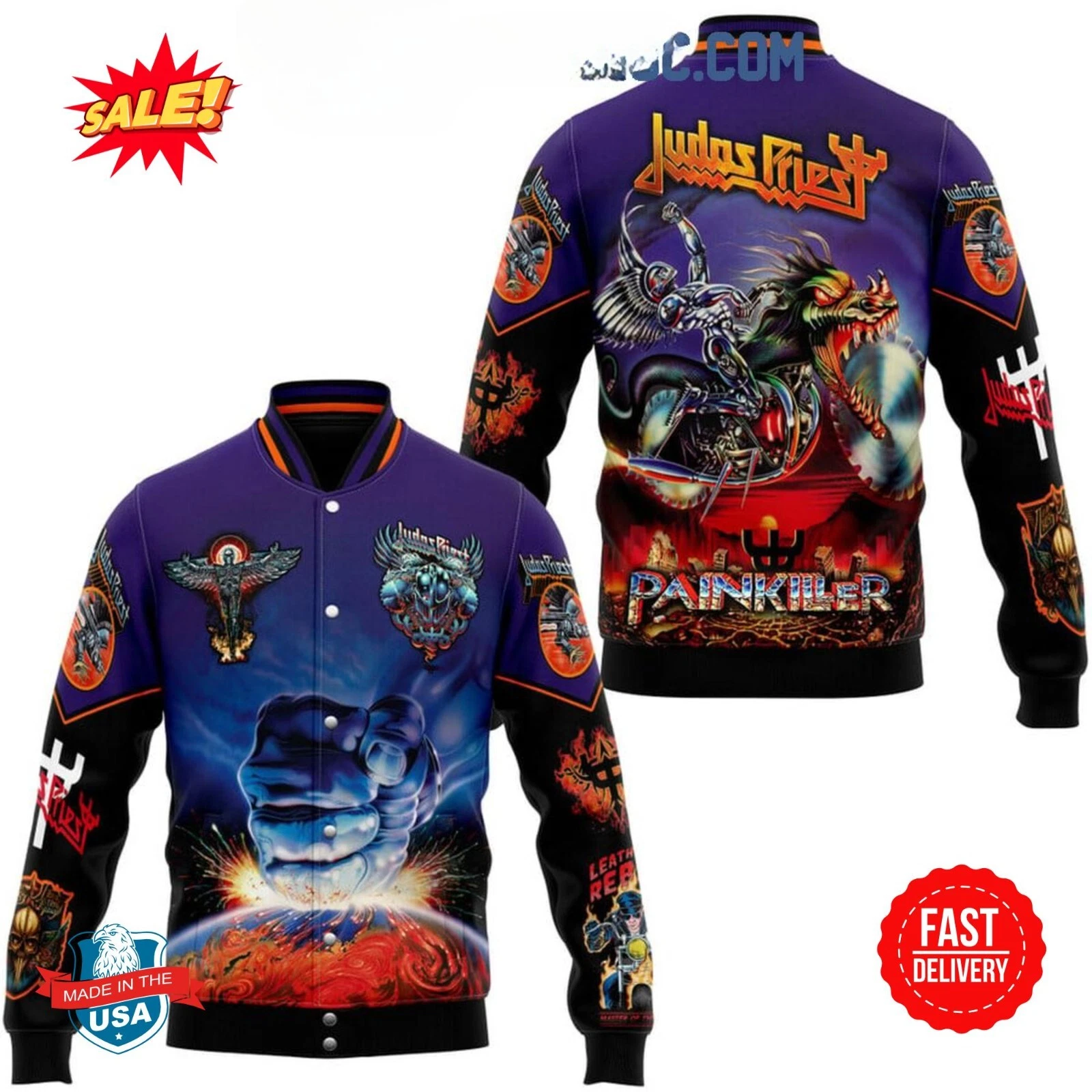 Judas Priest Painkiller Terrifying Scream Baseball Jacket