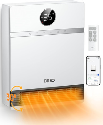 Smart Wall Heater, IP24 Easy-Mounted PTC Space Heater for Indoor Use, 30° Oscill