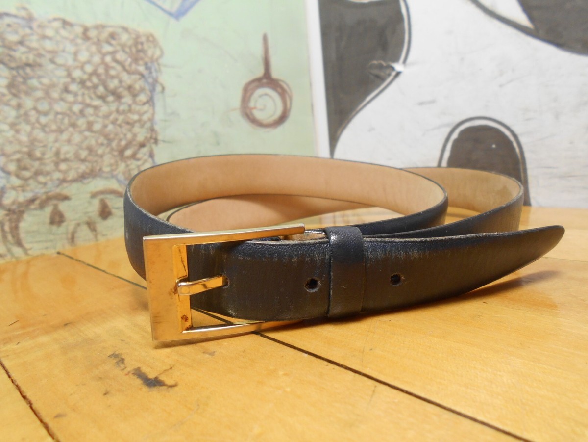 Yves Saint Laurent Navy Blue Leather Belt Size 40-100 | eBay display picture 2