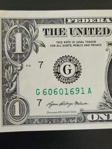 BIRTHDAY NOTE FANCY SERIAL NUMBER ONE DOLLAR BILL JUNE 6 1961 G06-06-1961A - Picture 3 of 8