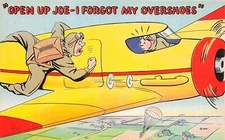 USAF Comic Aviation Humor WWII Pilot Parachute paratrooper Vtg Postcard H24