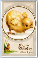 Postcard Easter Joy Attend To You Chick Rabbit Winsch Back HE13