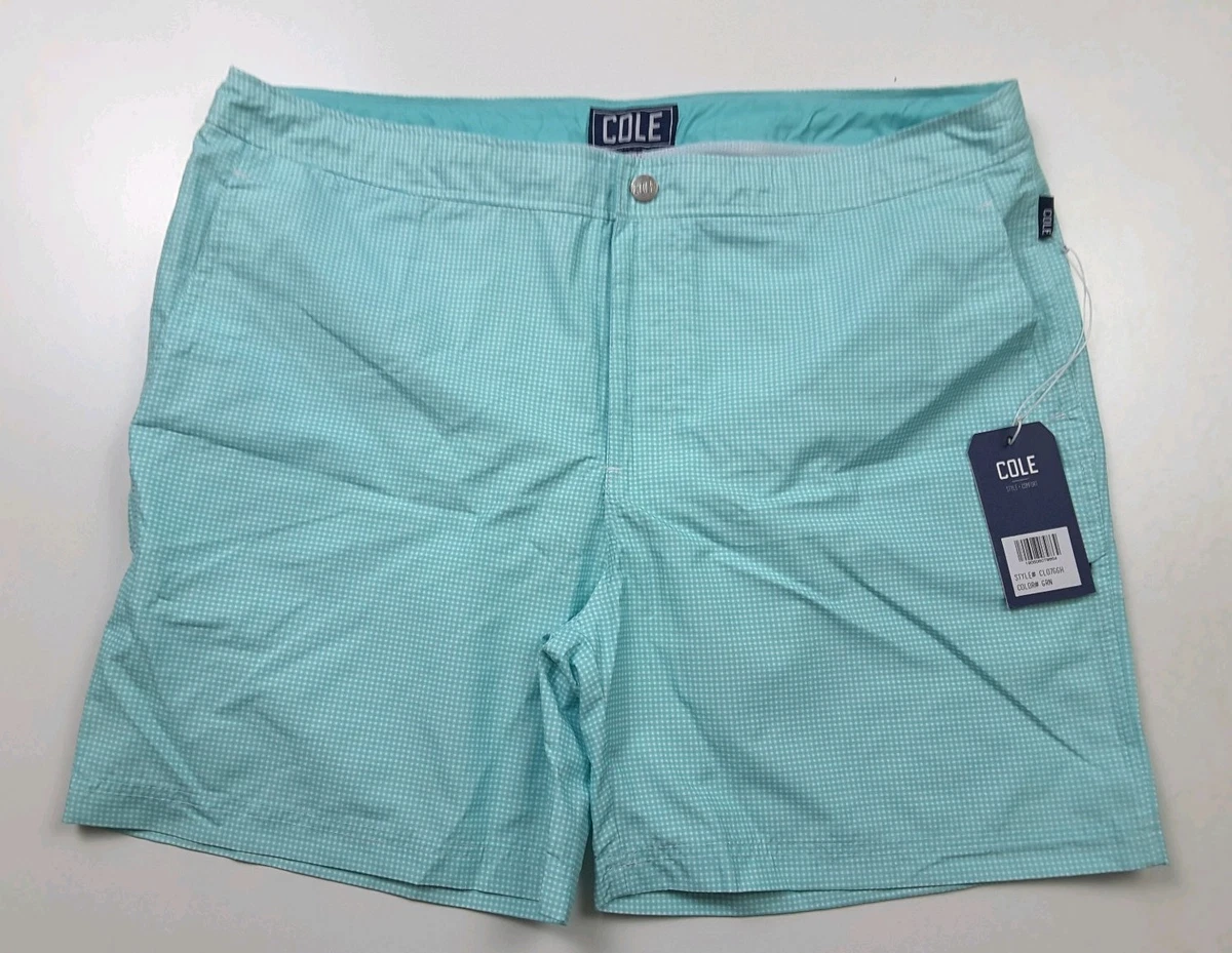 Cole Men s Gingham Button Front Swim Shorts Trunks Size 38