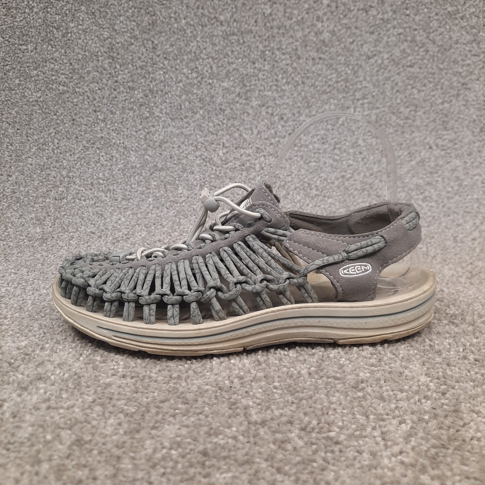 KEEN Uneek Sandali Donna Taglia 8 Corda Intrecciata Grigio Bianco Scarpe Pescatore 1016898