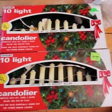 2 Vintage BEACON 10 Midget Bulbs LIGHT Candolier  Midget Bulbs In Orig Box 