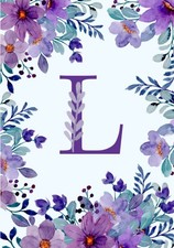 Letter L Initial Notebook Journal Blue Purple Personalized Monogram Letter Flora