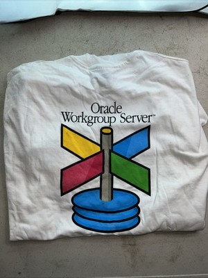 Vintage Oracle Workgroup Server T-Shirt XL 90s Tech Promo   Colorful Signpost
