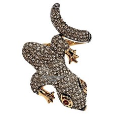 Vintage Style 3.98ctw Rose Cut Diamond Ruby Silver Gorgeous Lizard Ring Jewelry