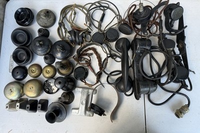 ANTIQUE LOT Early 1900 s Telephone Headsets Receiver Transmitters Other Parts