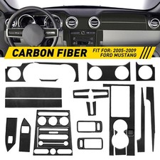 22pcs Carbon Fiber Interior Trim Cover Black Fits Car Ford Mustang 2005-2009 Us