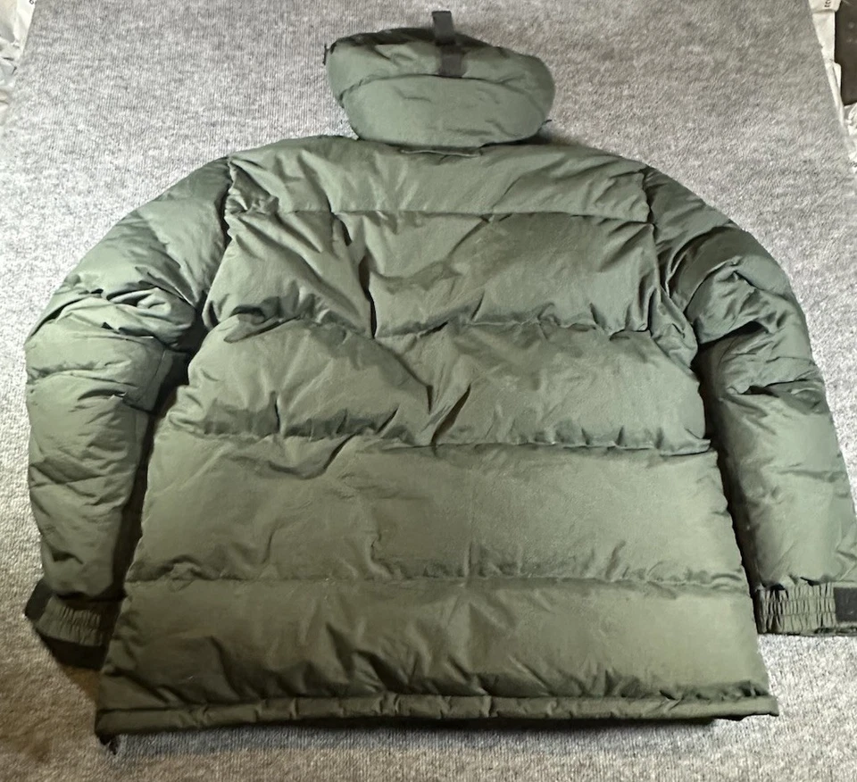 Cabelas Men’s Large Green Premier Goose Down Puffer Jacket Hooded Nylon VTG 90s - Image 3 of 4
