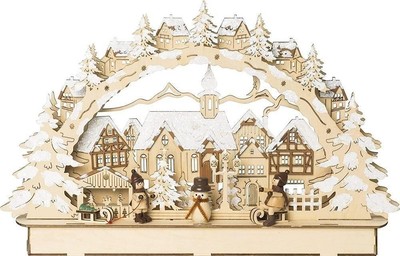 LED-Lichterbogen ''Stadt mit Winterkindern'' 45x7x28cm Batterie-/Netzbetrieb Saico