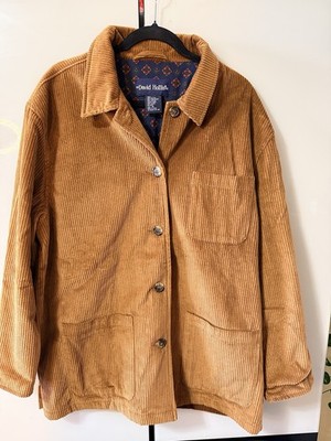 David Hollis Corduroy Chore Jacket Womens 14 Brown Cotton Lined Barn Coat Large