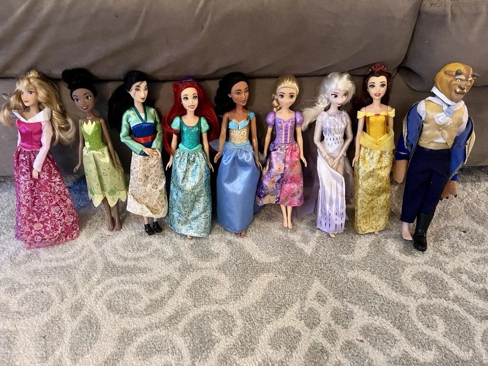 Disney Princess Lot Of 9: Belle, Beast, Aurora, Elsa, Ariel, Rapunzel, Tiana - Image 4 of 4