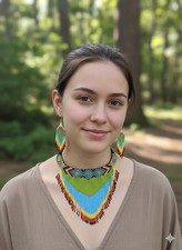 Handmade Multicolor Beaded Choker Necklace Earrings Set Tribal Boho Statement