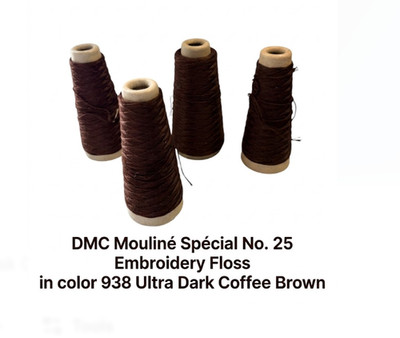 4 Vintage DMC Mouliné Spécial No. 25 Embroidery Floss 100g Cone Color 938 France