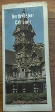 AAA 1967 VTG Northwestern Area Map Yellow Background Shasta Lake Redwood Grove