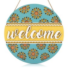 Farmhouse 3d Sunflower Welcome Front Door Sign 12x12 Vintage Summer Wooden