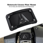 Black Curved Laydown License Plate Bracket For Harley Dyna FXR Softail Sportster