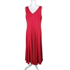 Lauren Ralph Lauren LRL Midi Dress Womens Large Red Fit & Flare Stretch Casual