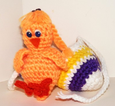 Hand Made 5'' Crocheted Easter Egg and Chick
