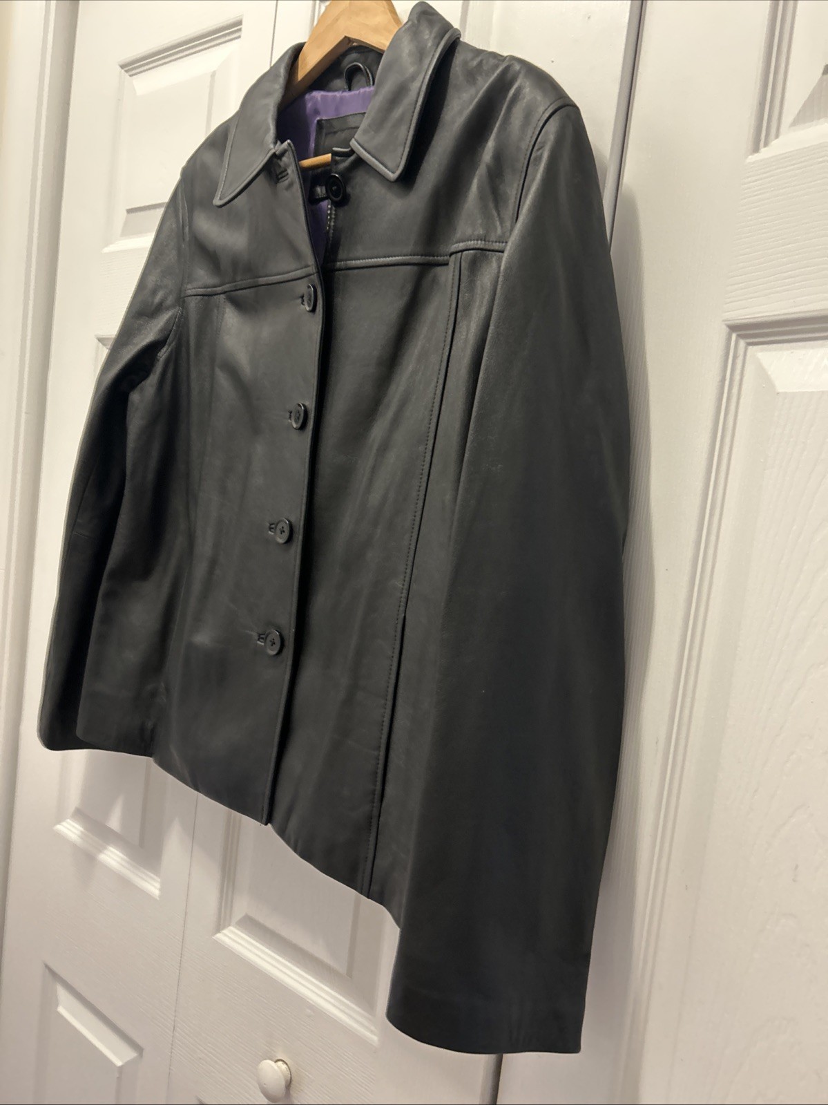 Mossimo Leather Jacket Large Black Button Down Y2… - image 2