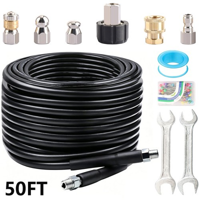 #ad 50FT 5800PSI Sewer Jetter Nozzles Kit Drain Cleaning Hose for Pressure Washer US $23.59