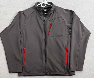 C.E. Schmidt Jacket Brown Red Zippered Pocket Accents Full Zip Collar Sz L Mens