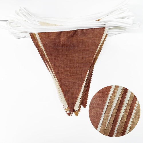 32Ft Brown Party Decorations Boho Pennant Banner Fabric Triangle Flag - Picture 2 of 7