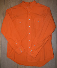 Polo Ralph Lauren Shirt Mens Large Orange RL Western Pearl Snap Cowboy Rodeo