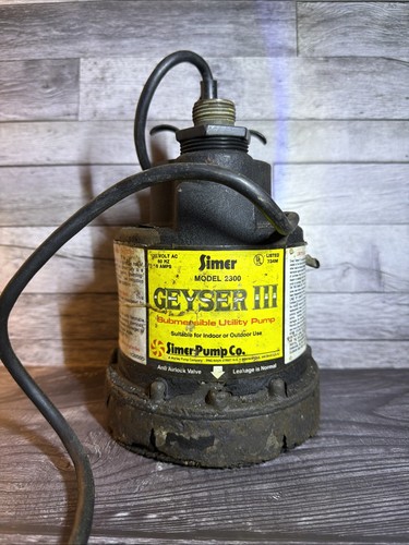 Simer Geyser III Model 2300 Submersible Utility Water Pump 1/4 HP 115V MCM