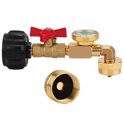 Propane Refill Adapter with Valve and Gauge, Fill 1lb Bottles from 20lb Propa...