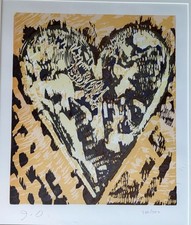 Jim Dine-Color Woodcut Print-Heart For Film Forum -1993-Signed