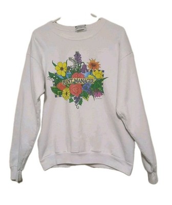 VTG 90's Plant Manager white crewneck sweatshirt featuring a floral Sz L