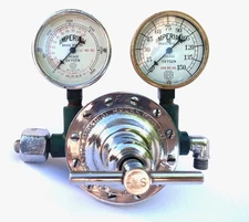 Imperial Brass Manufacturing Company gas regulator with two gauges