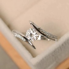 2Ct Round Cut Lab Created Diamond Women's Engagement Ring 14K White Gold Plated
