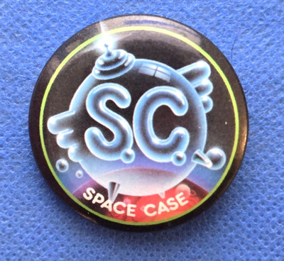 Vintage 1983  Space Case  S.C. Thought Factory Novelty Pinback Button 1.5  G3