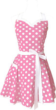 Lovely Sweetheart Retro Kitchen Aprons Woman Girl Cotton Polka Lilac