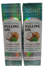 2 Pack Kizenka Whitening Pulling Oil Oral Care Coconut  Mint 8oz Each Scrapers