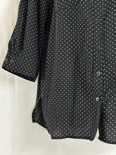 NWTs Notation Size XL Black White Polka Dot Button Blouse Collar 3/4 Tab Sleeve - Picture 10 of 23
