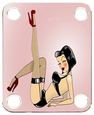 Neckplate to fit Graphic Electric Guitar Color  PJ Bass Strat Bikini Girl